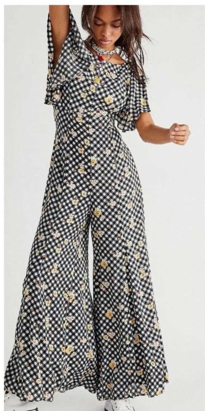 Free People Eloise Jumpsuit Wide Leg Size XS
